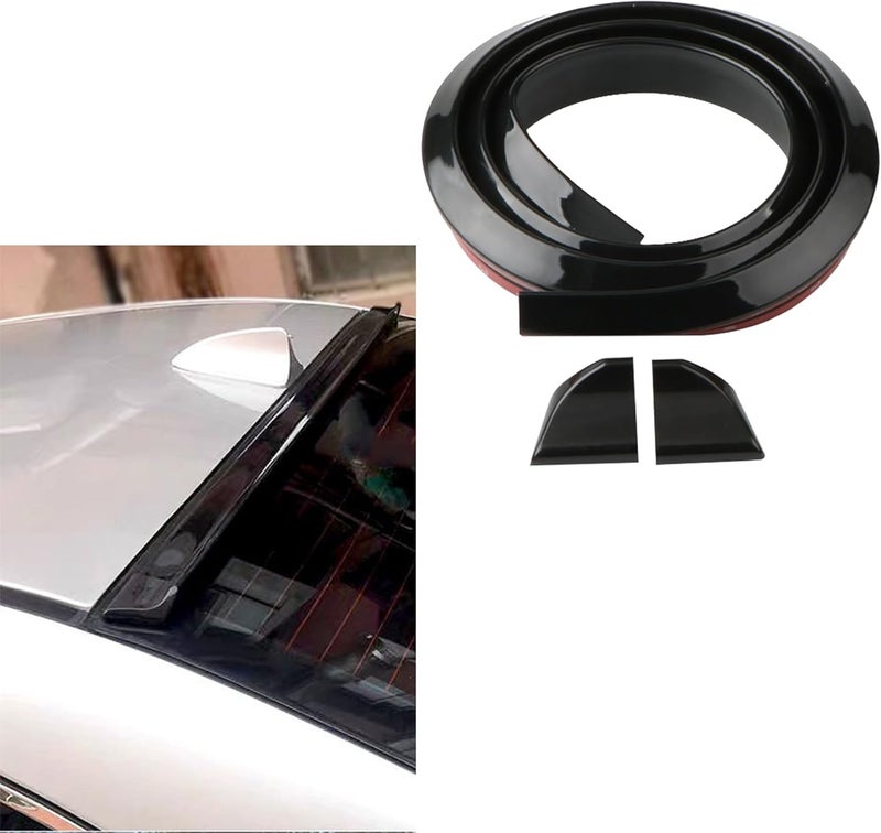 CHRYMUM Car Rear Spoiler Roof Lip Kit, Carbon Fiber 3D Rubber Trunk Spoiler Trim Strip, Car Rear Spoiler Kit, Auto Exterior Accessories Punch-Free Installation for Most Cars - Image 1